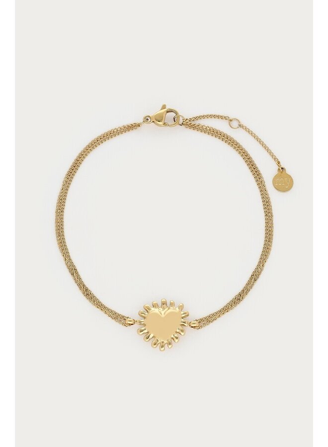 Fortune Dubbele Armband met Hartjes Zon Goud