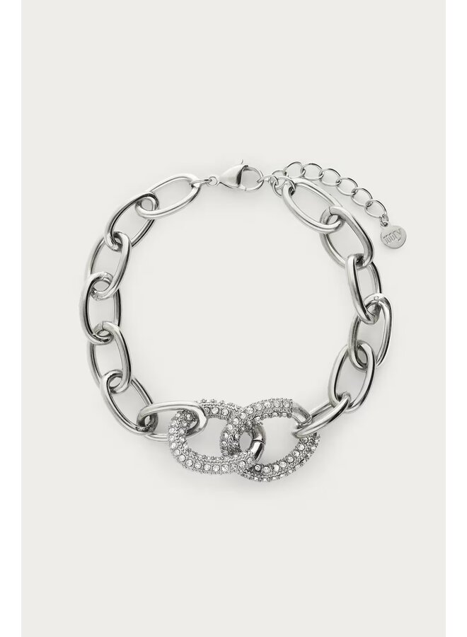 Magical Chunky Schakelarmband met Strass Stenen Zilver