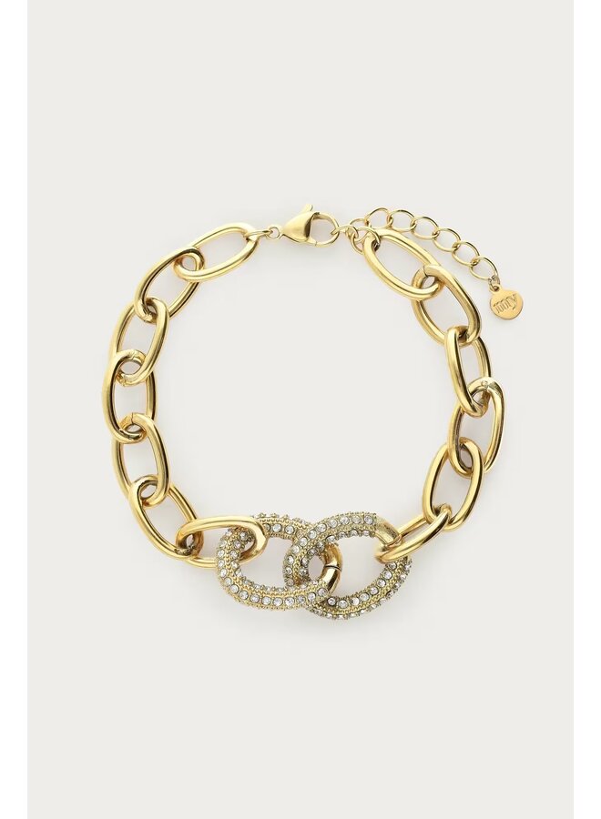Magical Chunky Schakelarmband met Strass Stenen Goud