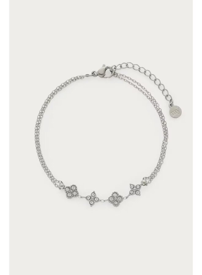Magical Armband met Vier Klaver Strass Stenen Zilver