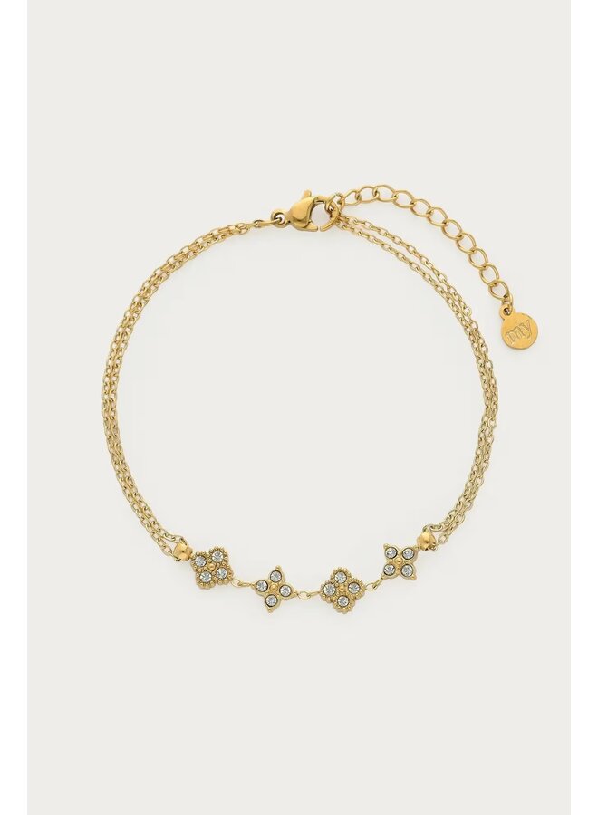 Magical Armband met Vier Klaver Strass Stenen Goud