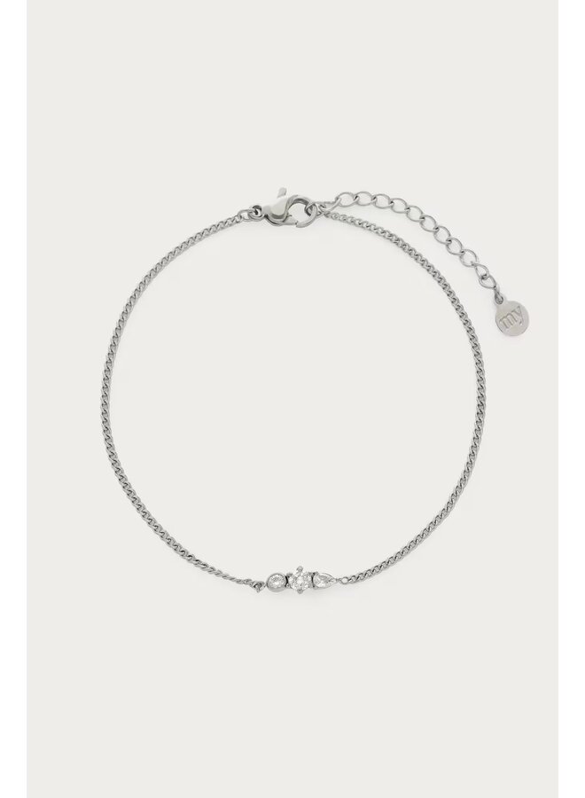 Magical Armband met Drie Strass Stenen Zilver