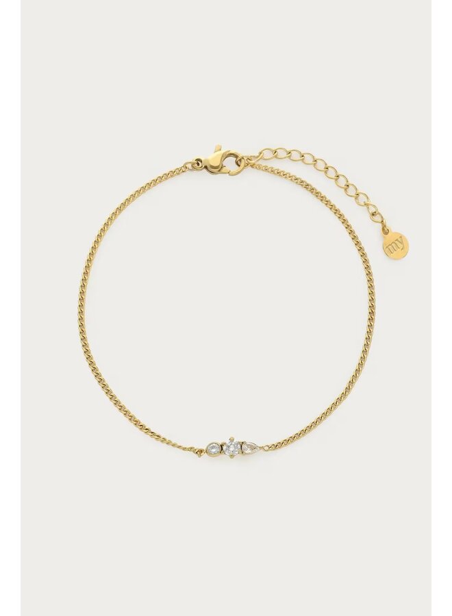 Magical Armband met Drie Strass Stenen Goud