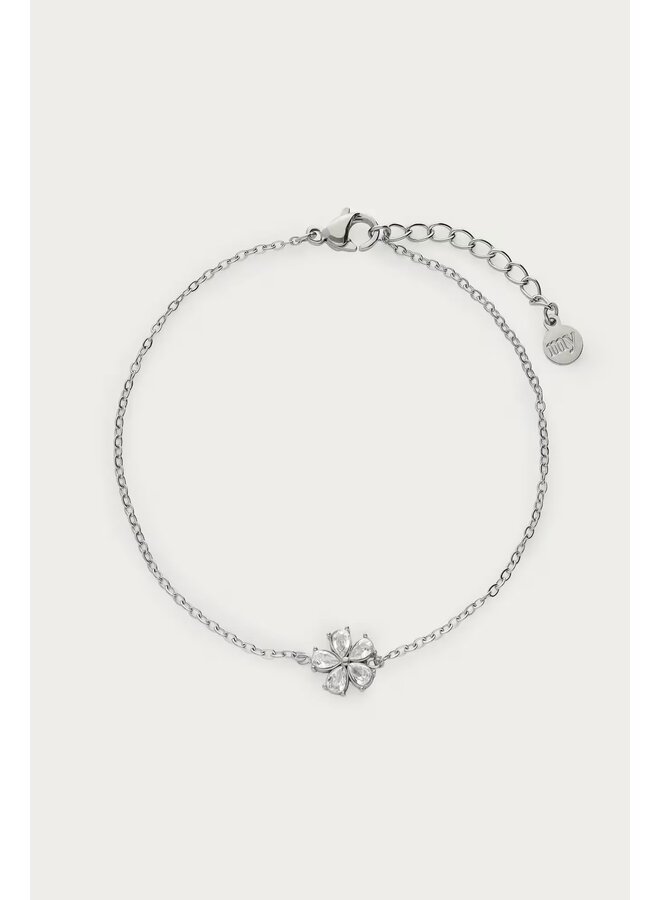 Magical Armband met Kleine Bloemen Strass Steen Zilver