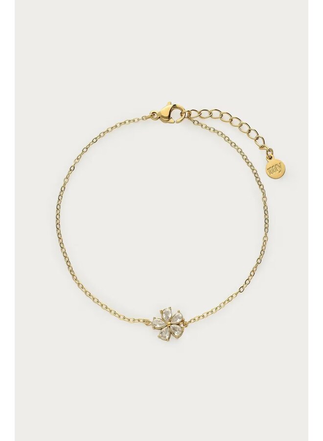 Magical Armband met Kleine Bloemen Strass Steen Goud