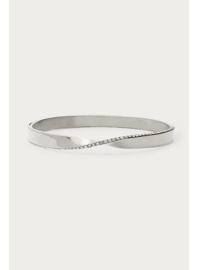 Magical Twisted Bangle met Strass Stenen Zilver