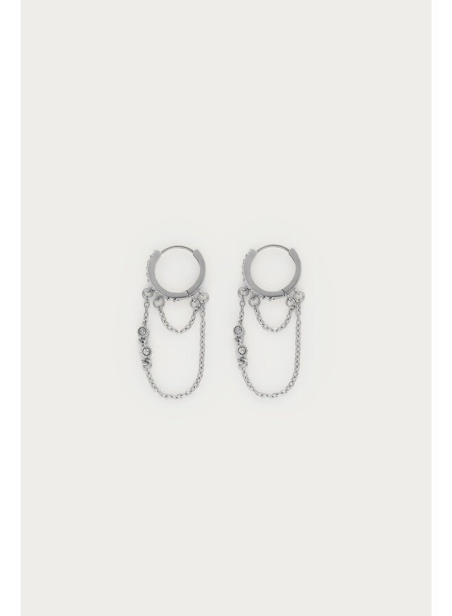 Magical Oorringen met Strings en Strass Zilver