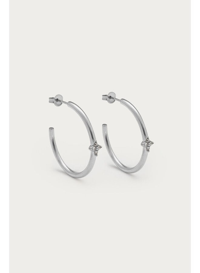 Magical Oorringen met Klaver Strass Zilver