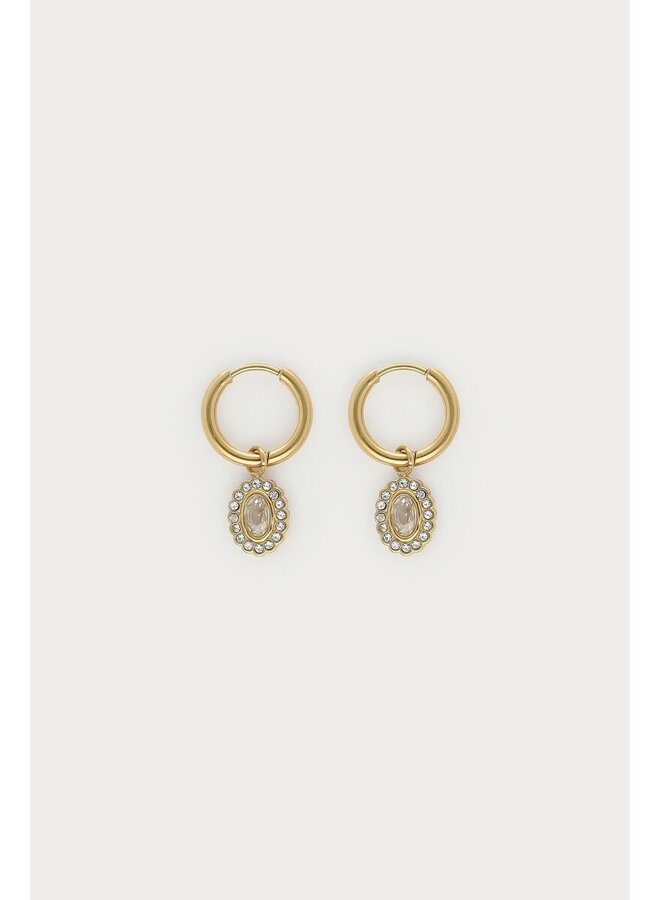 Magical Oorringen met Ovalen Strass Steen Goud