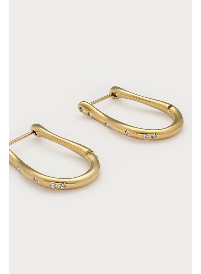 Magical Organische Oorringen met Strass Goud