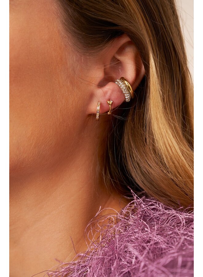 Magical Mini Oorringen met Hartje en Strass Zilver