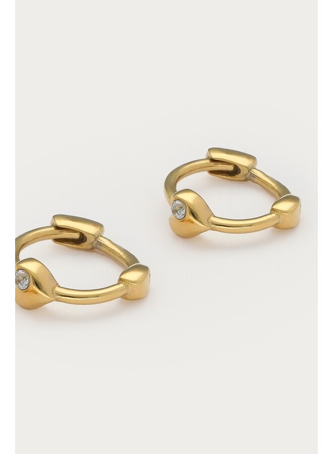 Magical Mini Oorringen met Hartje en Strass Goud