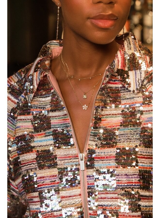 Magical Ketting met Bloemen Strass Steen Goud