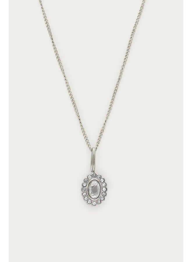 Magical Ketting met Ovalen Strass Steen Zilver