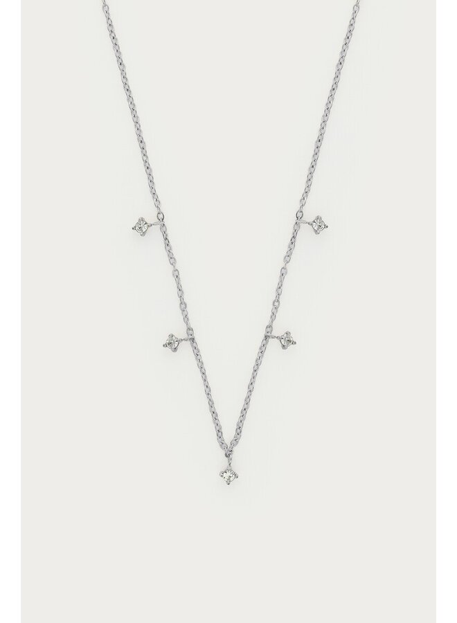 Magical Ketting met Vijf Strass Stenen Zilver