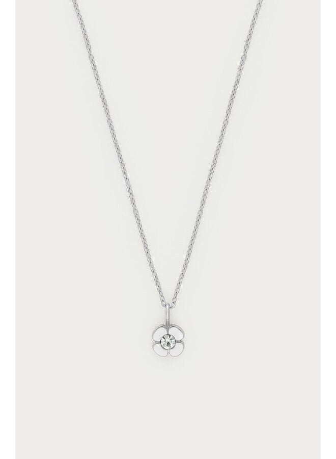 Magical Ketting met Bloem en Strass Steen Zilver