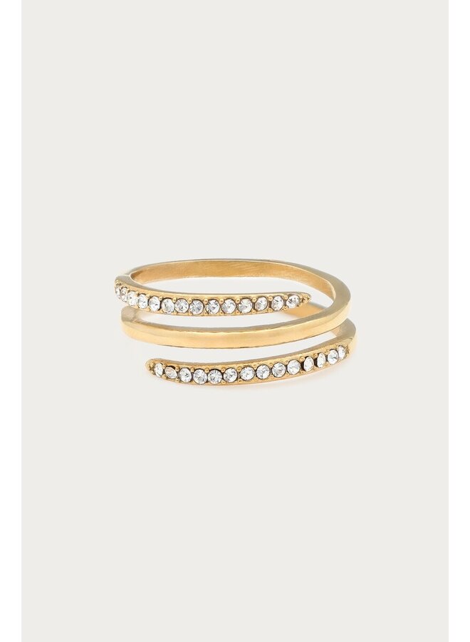 Magical Ring Spiraal met Strass Stenen Goud