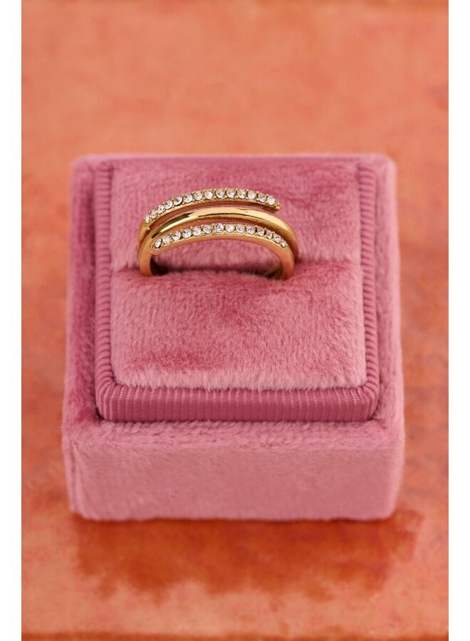 Magical Ring Spiraal met Strass Stenen Goud
