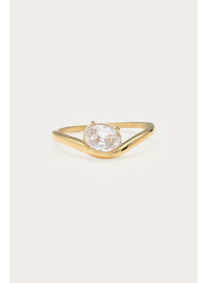 Magical Ring met Organische Vorm en Grote Strass Steen