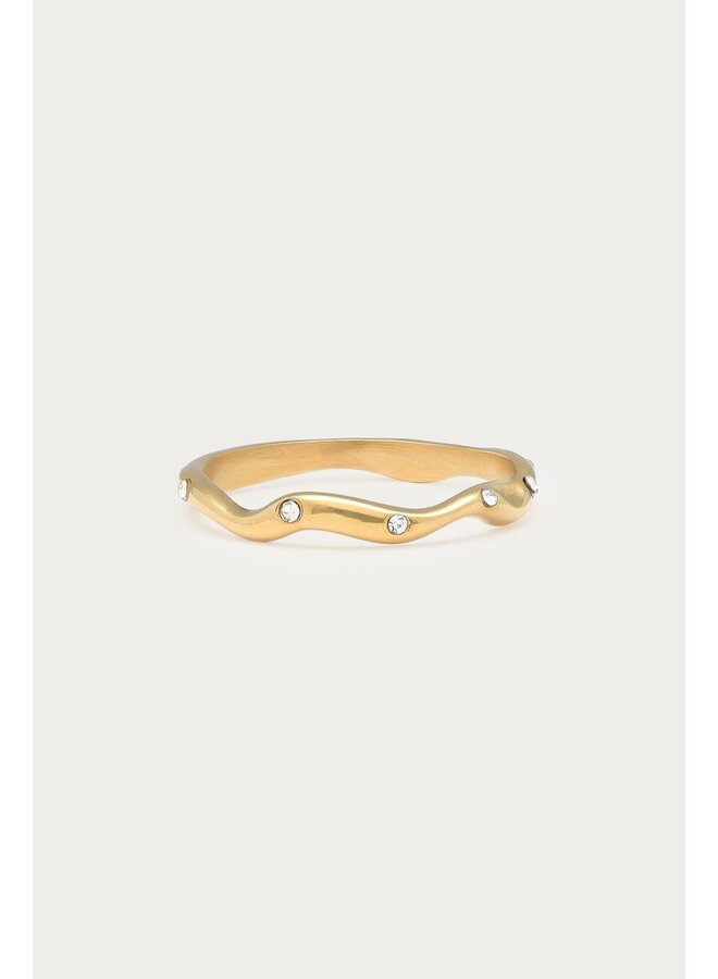 Magical Ring met Organische Vorm en Strass Stenen Goud