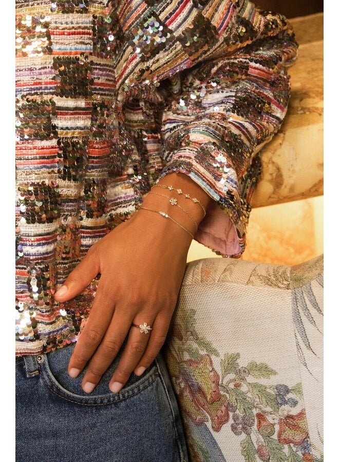 Magical Statement Ring met Bloemen Strass Stenen Goud