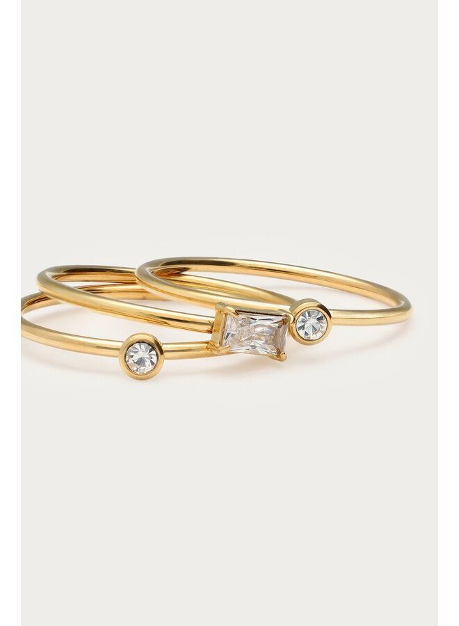 Magical Driedubbele Ring met Strass Stenen Goud
