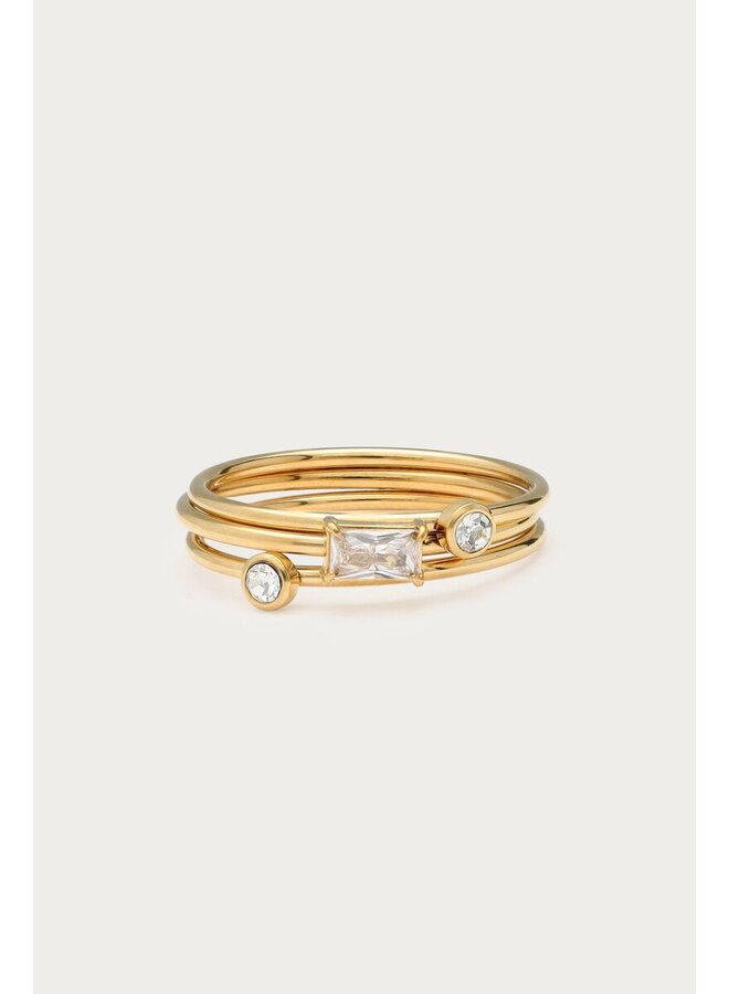 Magical Driedubbele Ring met Strass Stenen Goud