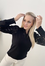 Esqualo W22.07718 Sweater Lace sleeve Black