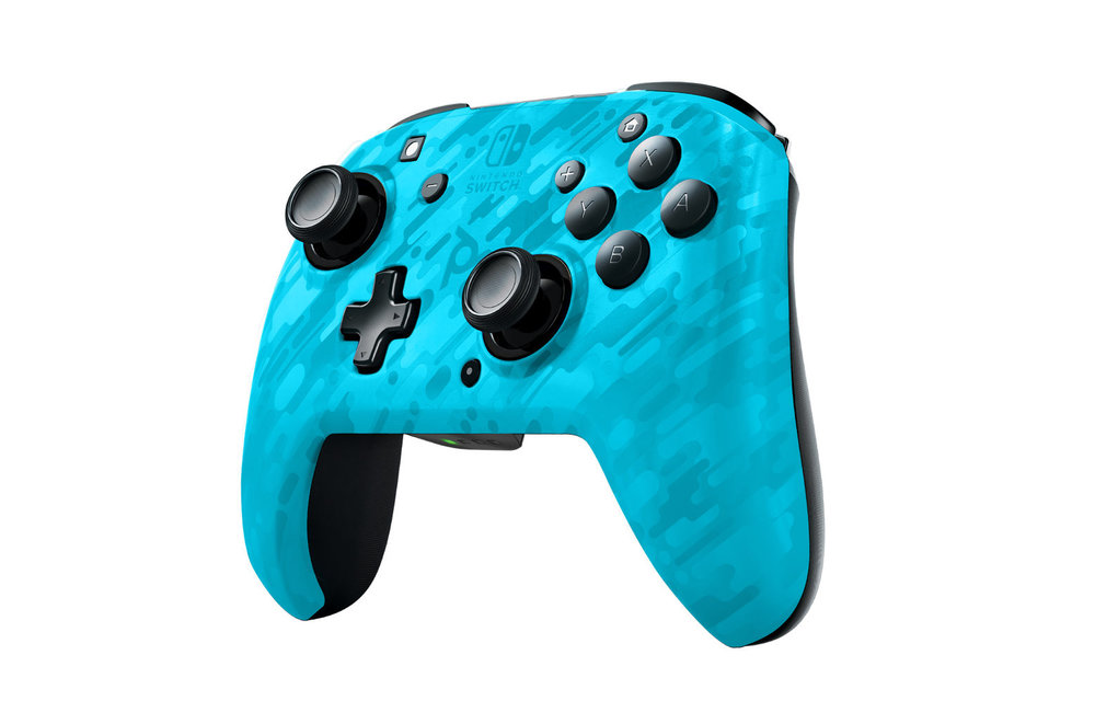 Faceoff Wireless Deluxe Controller - Neon Blue Camo (Nintendo )
