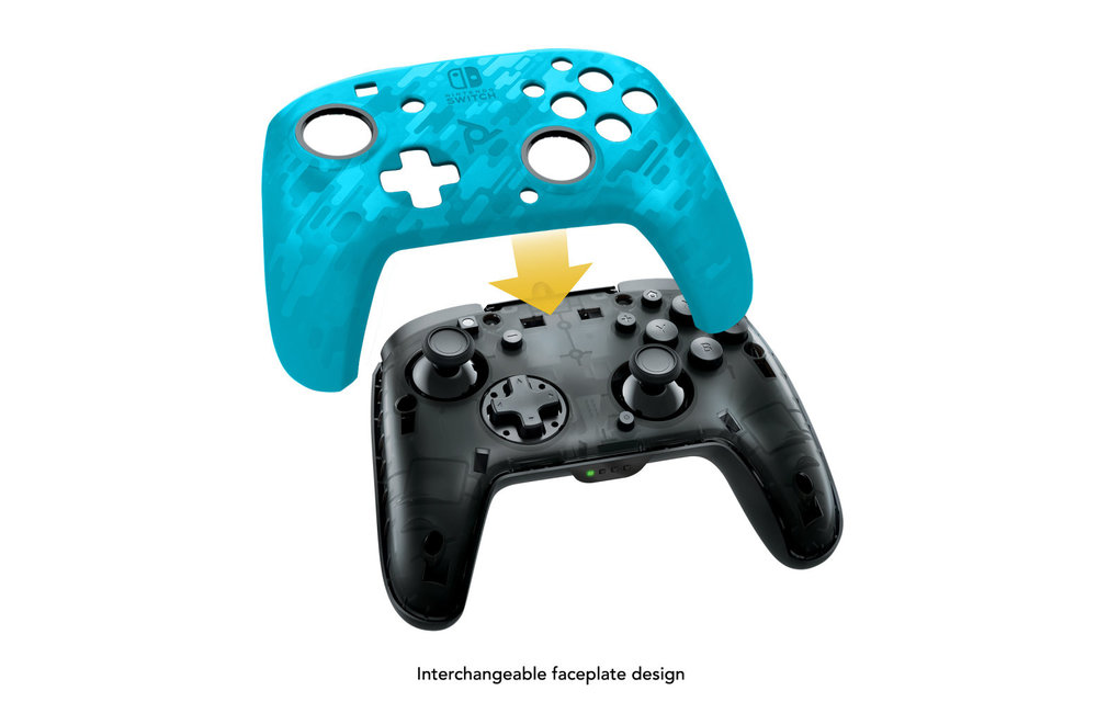 Faceoff Wireless Deluxe Controller - Neon Blue Camo (Nintendo )