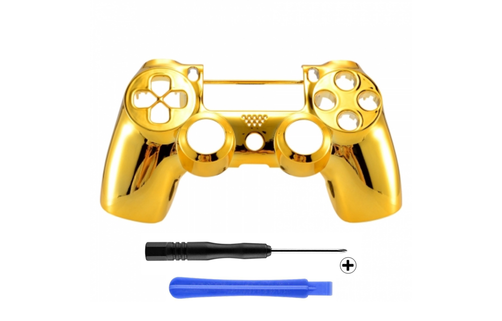 PS4 Controller Shells (GEN 4, 5) - Chrome Gold - Front
