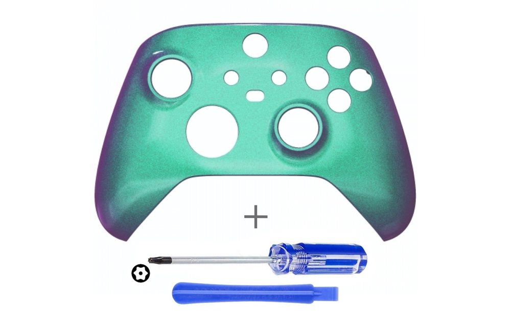 Xbox Series Controller Behuizing Shell - Metallic Chameleon Groen / Paars - Front Shell