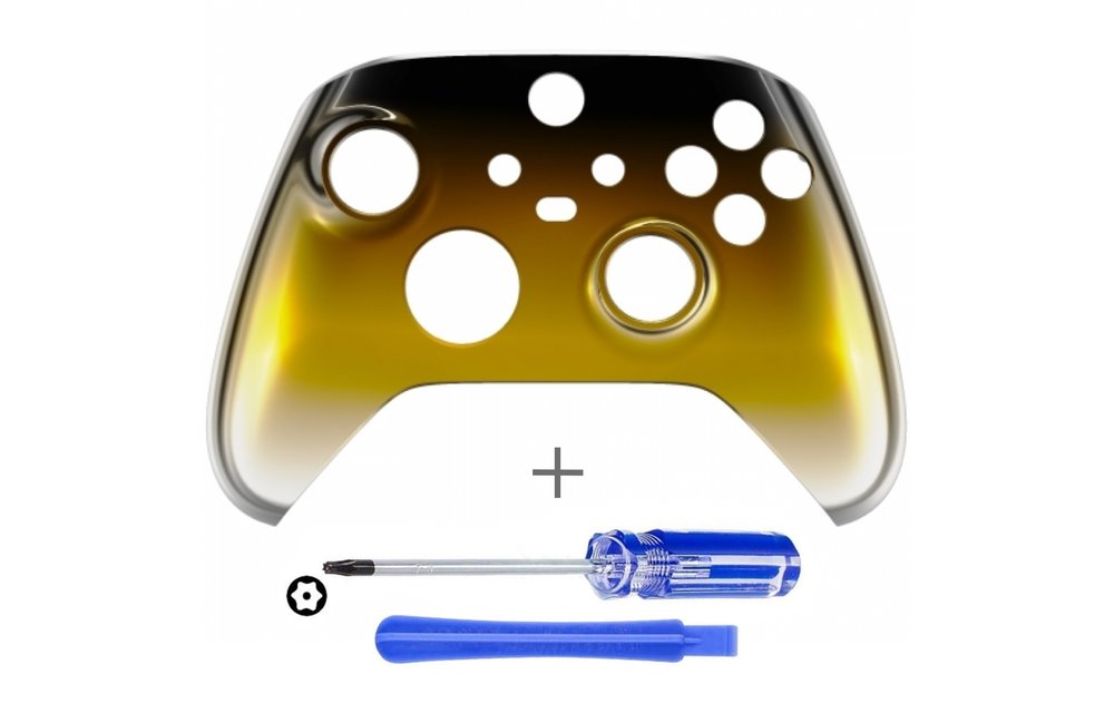 Xbox Series Controller Case Shell - Black Gold Silver Chrome - Front Shell