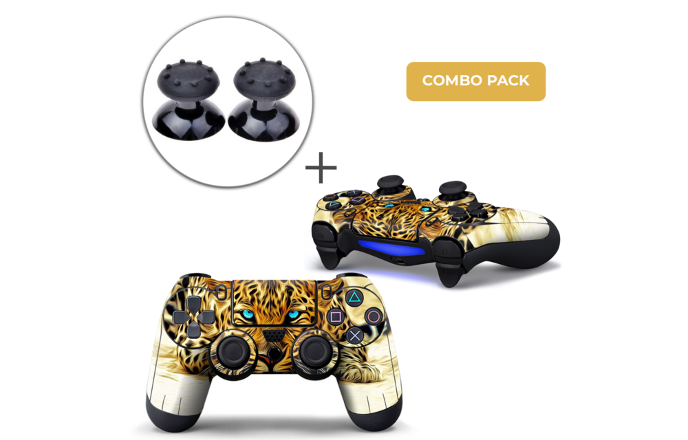 PS4 Controller Skins PlayStation Stickers + Thumb Grips Voordeelpakket - Luipaard Combo Pack