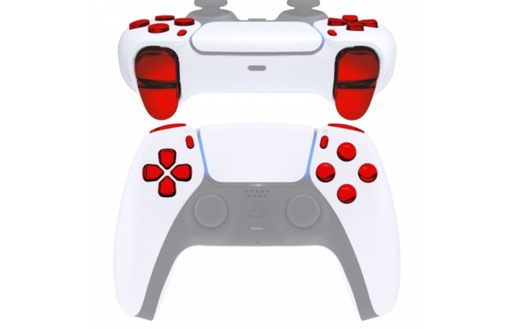 PS5 Controller Buttons - Red Chrome - 11 in 1 Button Set