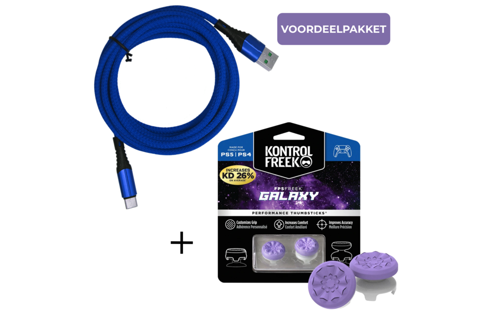 KontrolFreek FPS Freek Galaxy Thumbsticks for PS5 + Charging Cable Value Pack