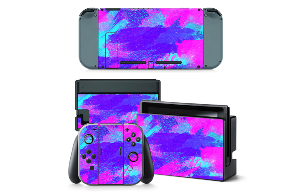 Nintendo Switch Skins - Grunge Neon Blue / Purple