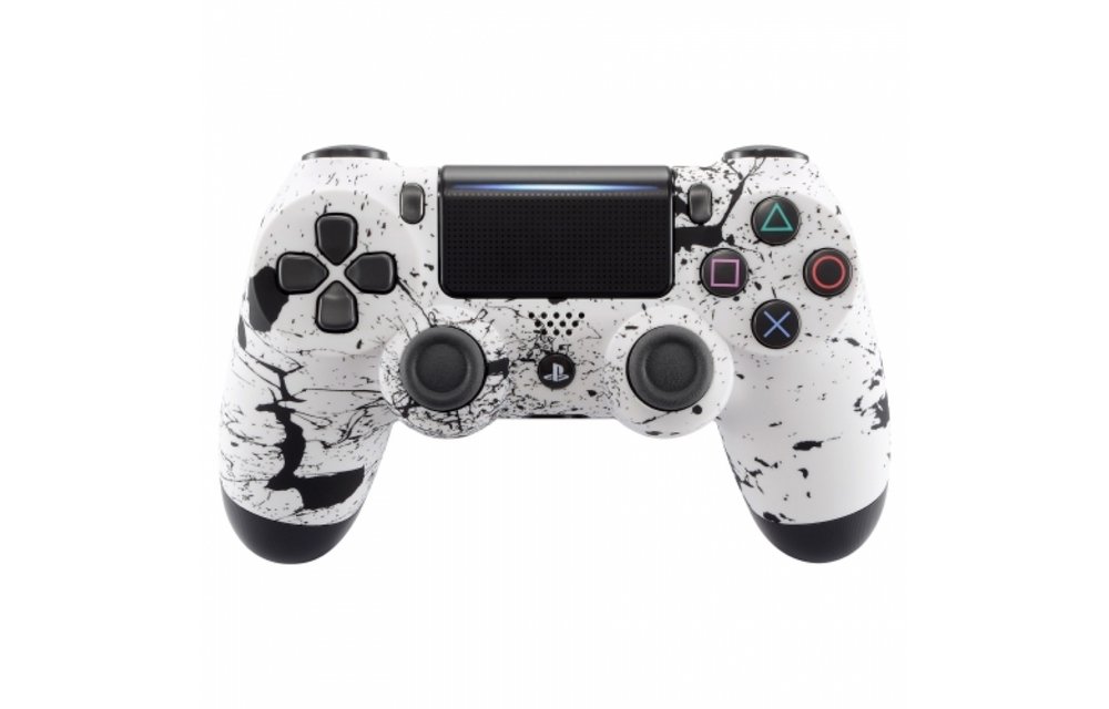 Sony DualShock 4 Controller PS4 V2 - Paint Splatter White / Black Custom