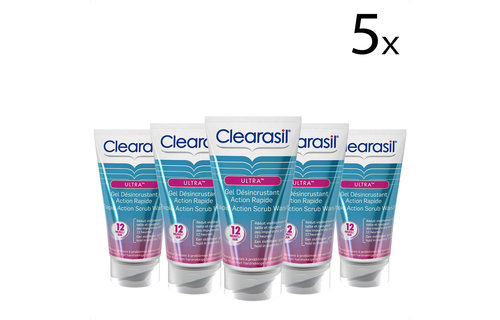 Clearasil Reinigingsgel Ultra Rapid Action Scrub Wash 150ml x5