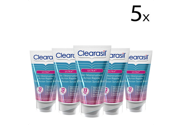 Clearasil Reinigingsgel Ultra Rapid Action Scrub Wash 150ml x5 - Copy