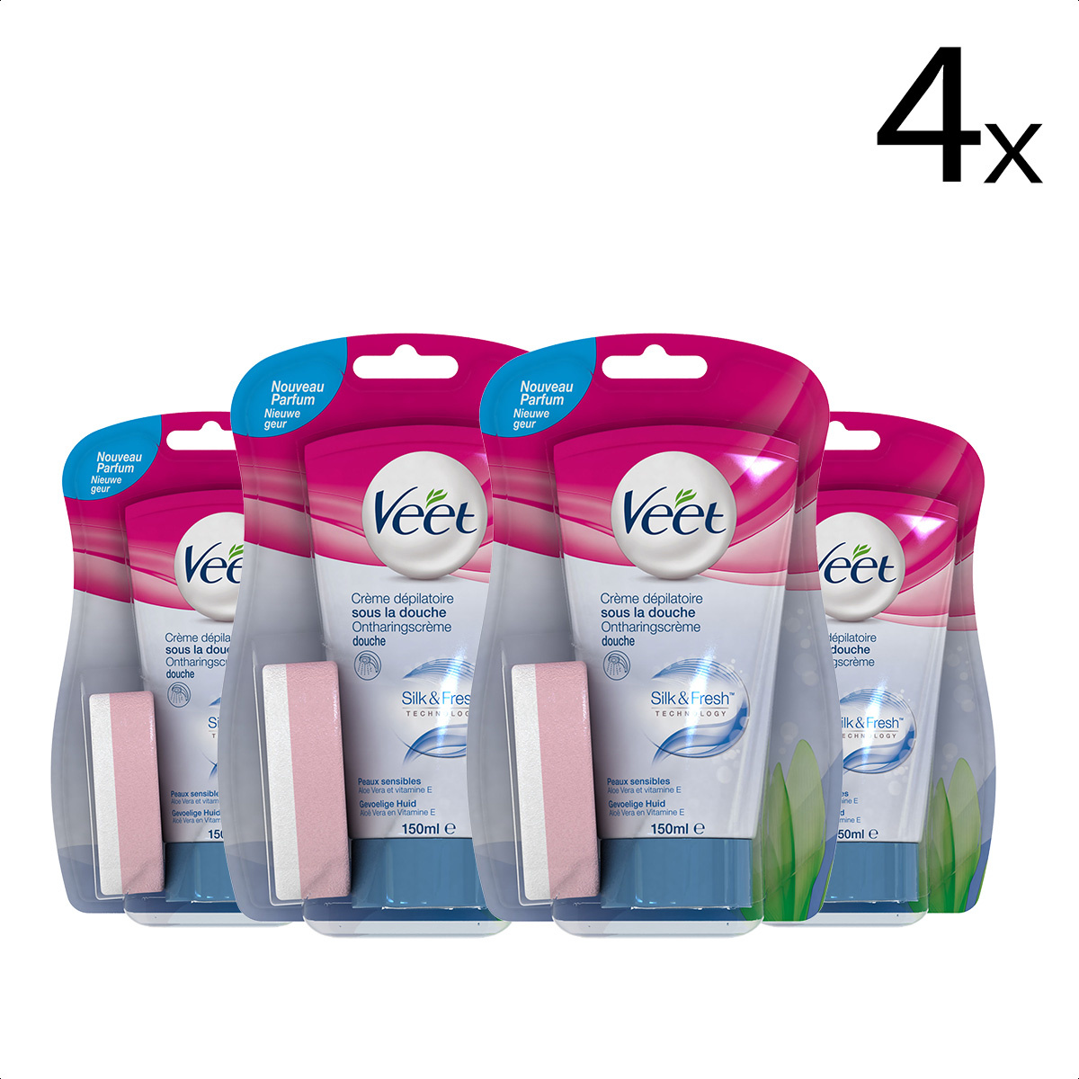 Veet ontharingscrème - Gevoelige Huid - In-Shower - 150ml x4
