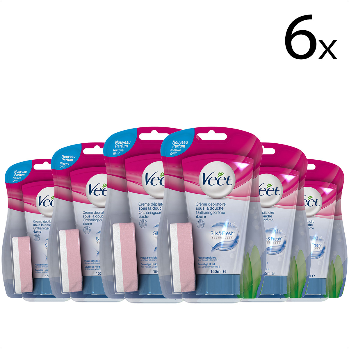 Veet ontharingscrème  - Gevoelige Huid - In-Shower - 150ml x6