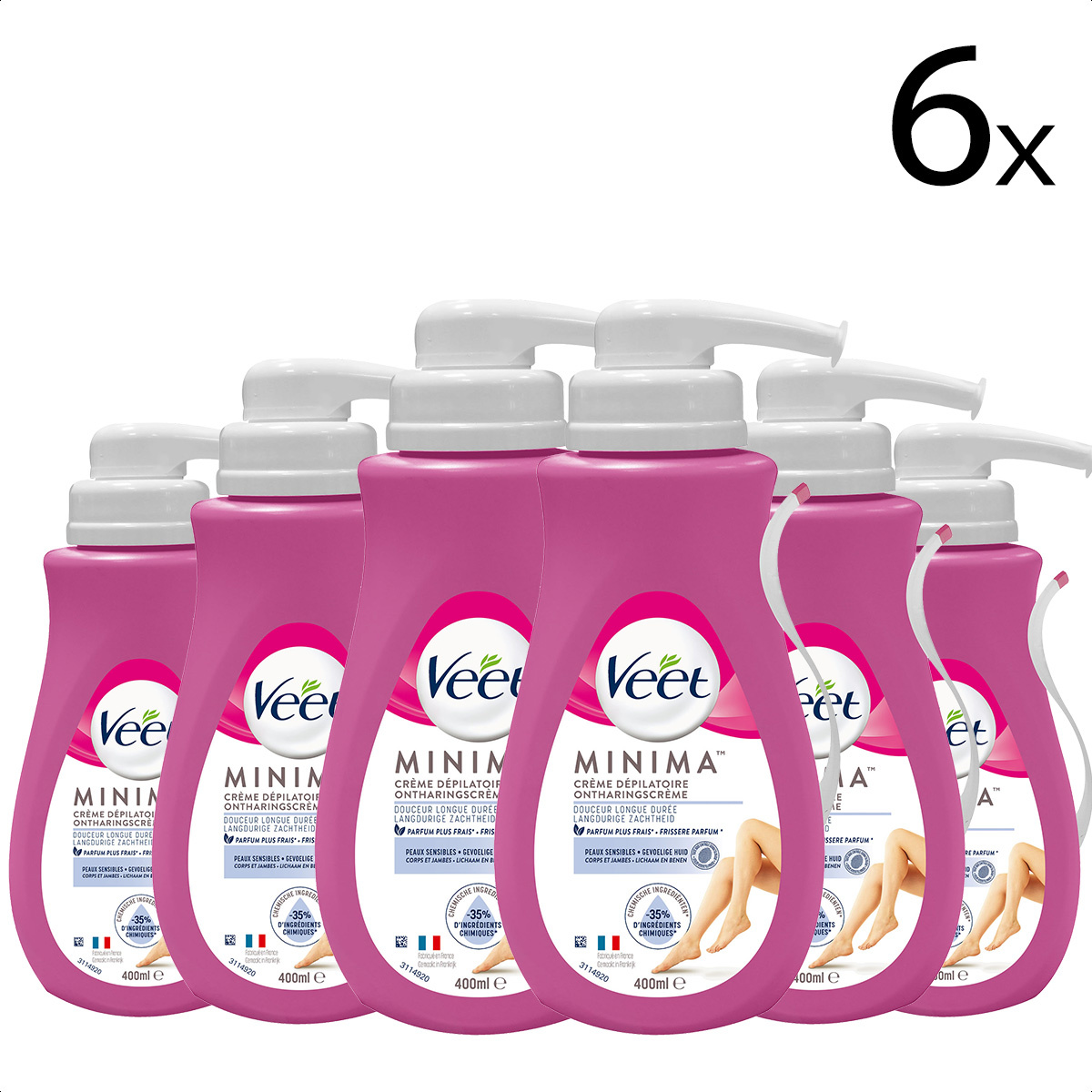 Veet ontharingscrème - Gevoelige Huid - Silk & Fresh - 400ml x6