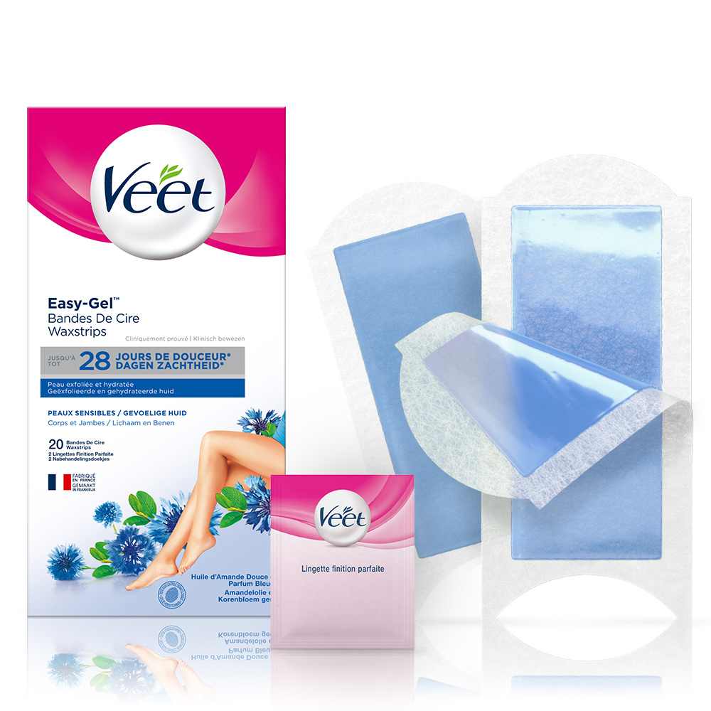 Veet Ontharingsstrips  - Benen & Lichaam - Gevoelige Huid - Easy-Gelwax - 20 stuks