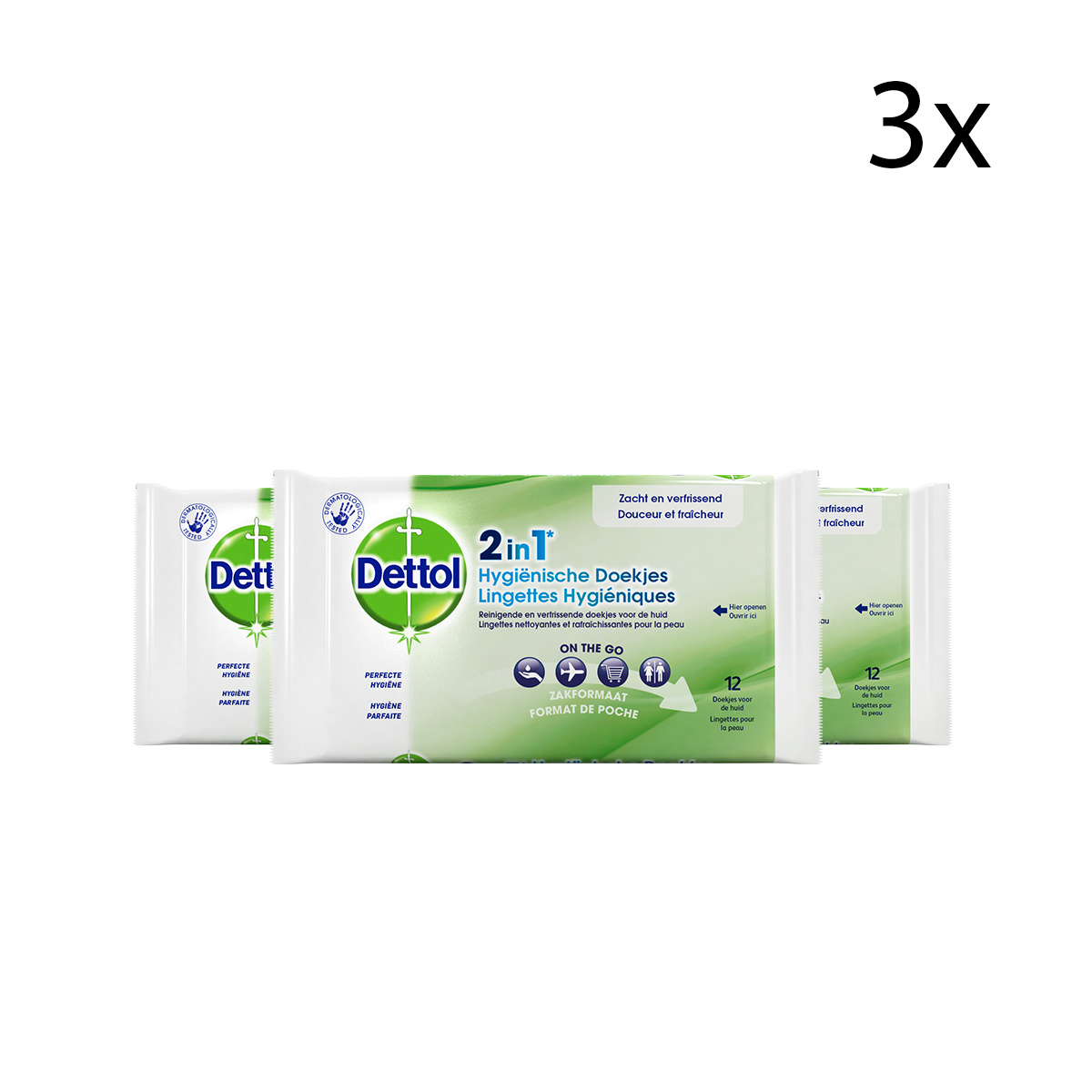 Dettol Hygienische Doekjes 2 in 1 - 12 stuks x3