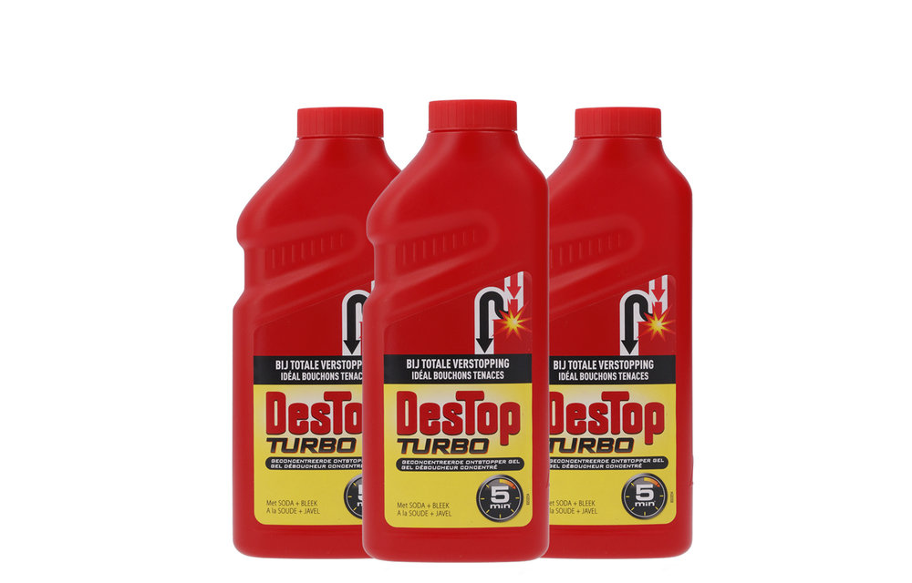 Destop Turbo Ontstopper in 5 minuten - 500ml x3