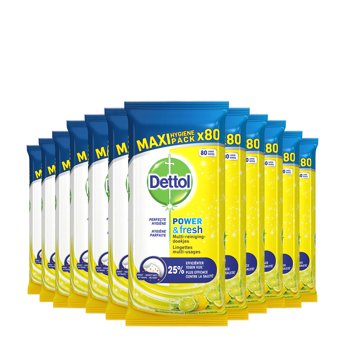 Dettol Schoonmaakdoekjes Power & Fresh - Citrus - 80 stuks x12