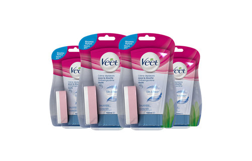Veet ontharingscrème - Gevoelige Huid - In-Shower - 150ml x4