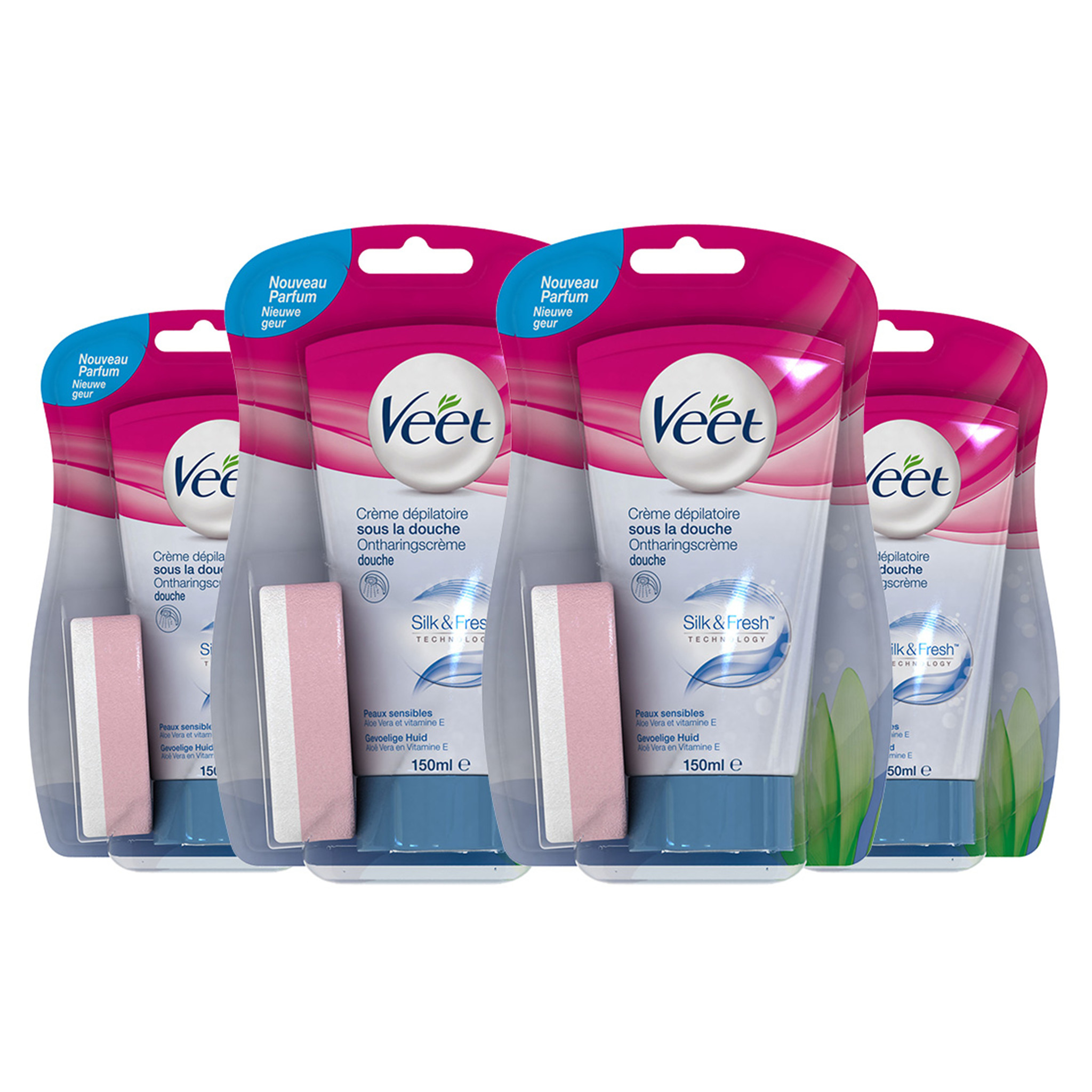 Veet ontharingscrème - Gevoelige Huid - In-Shower - 150ml x4