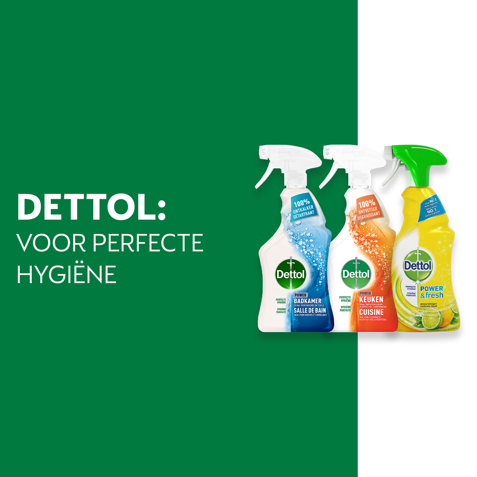 Dettol - 1,5L Allesreiniger Spray Power & Fresh - Badkamer 1x500 ml Keuken 1x500ml Citrus 1x500ml - Voordeelverpakking